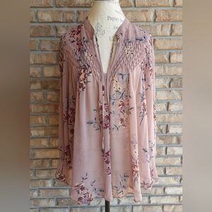ASTR the Label Floral Print Boho Long Sleeve Top.